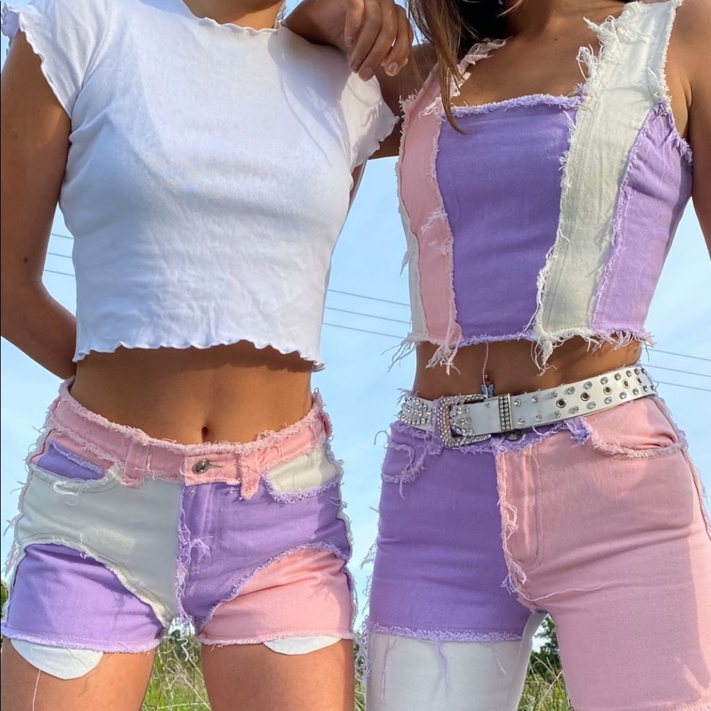 Jaded London pastel patchwork jean pants